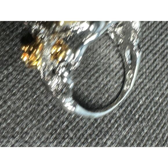 Chunky Owl Ring Size 8.5 Green Stone &‎ Rhinestones Sparkly Two Tone Metal - Picture 9 of 12